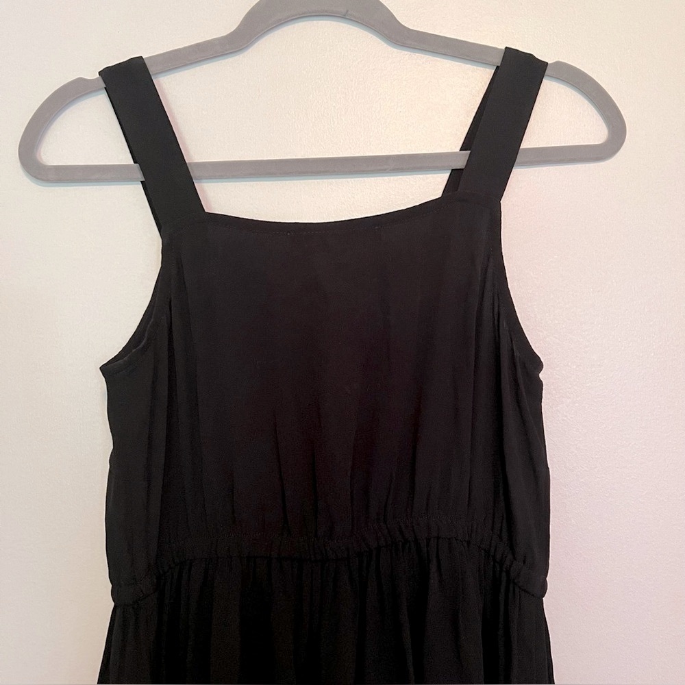 LOFT Ruffle Dress Hi Low Midi Black Button Sundress Size 0 - Picture 7 of 11